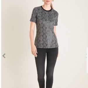 🖤 🆕 CHICO’S Snake-Print Jacquard Knit Tee – Size 2 (L) 🖤